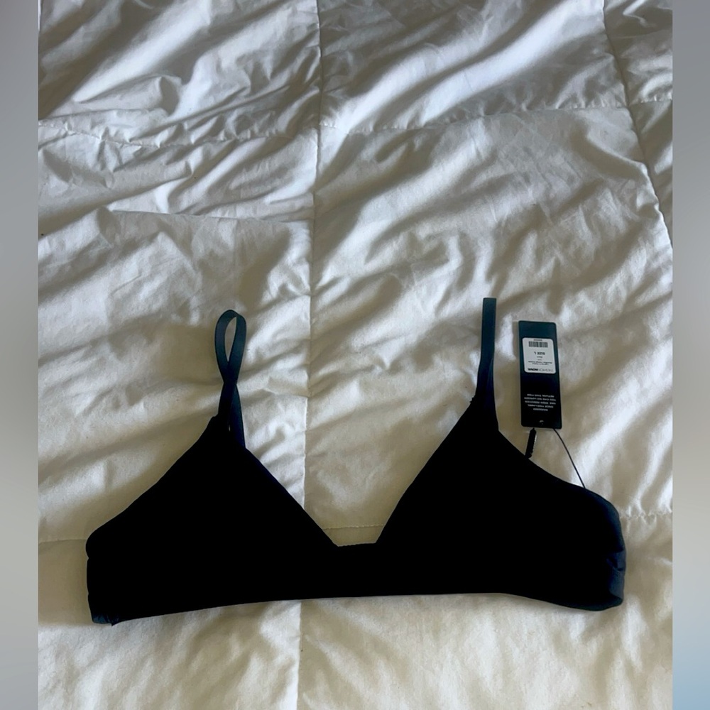 Fashion Nova Light As A Feather Microfiber Triangle Bralette Bra Black Large